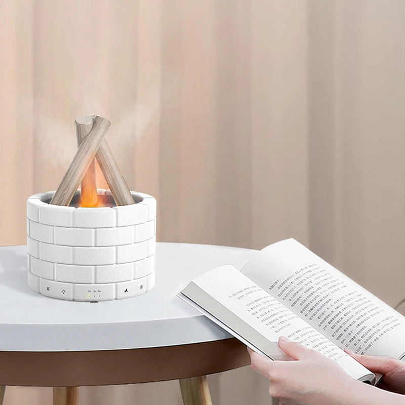 OEM Customized Logo Essential Oil Fire Flame Ultrasonic Humidifier Simulation Flame Light Aroma Diffuser