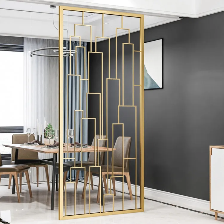 Custom Portable Folding Steel Screen Simple Style Hollow Metal Art Contemporary Movable Room Dividers for Living Custom