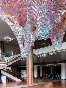 Custom Modern 3D Acrylic Table Chandelier Light Luxury B&B Pendant Lights for Hotel Lobby Art Mall Personalization Hanging