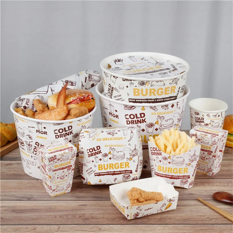 Fried Chicken Packaging Box Wax Paper For Sandwich Hamburger Snack Packaging Christmas Party Kitchen Supplies