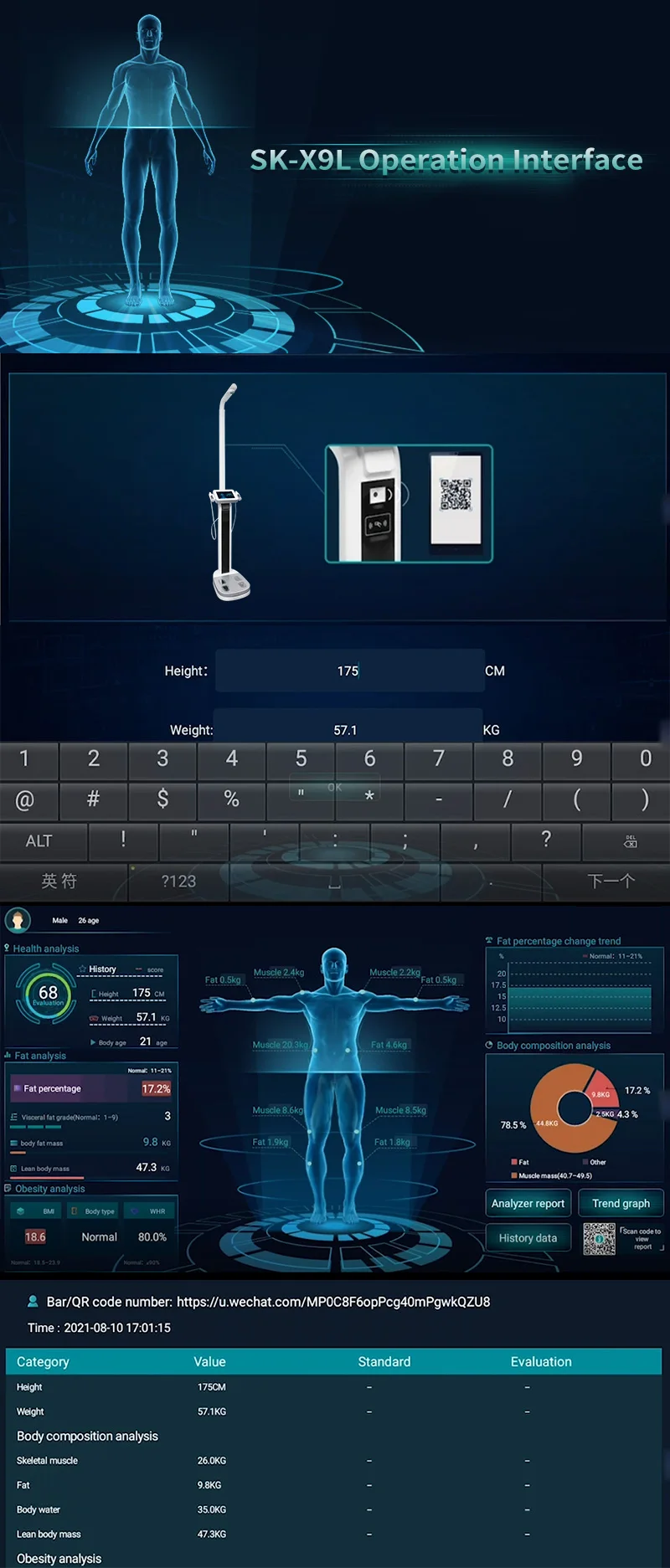 product sonka x9l eight electrode clinical analytical instruments height weight measuring machine-71