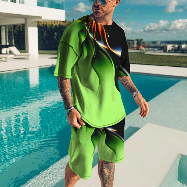 2023 Newest Men T Shirt Set 3D Print Cool Men's Clothes Outfits Casual Beach Shorts Suit Street Popular Tracksuit 2222_voghion.com