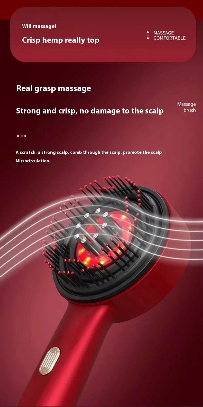 Vibration Massage Heating 3 in 1 Multi Functional Red Light Portable Hair Oil Applicator Electric Head Scalp Massage Comb Brush