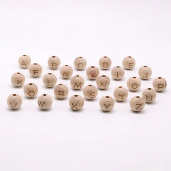 Wholesale Natural DIY Accessories Letter Beech Wooden Bead
