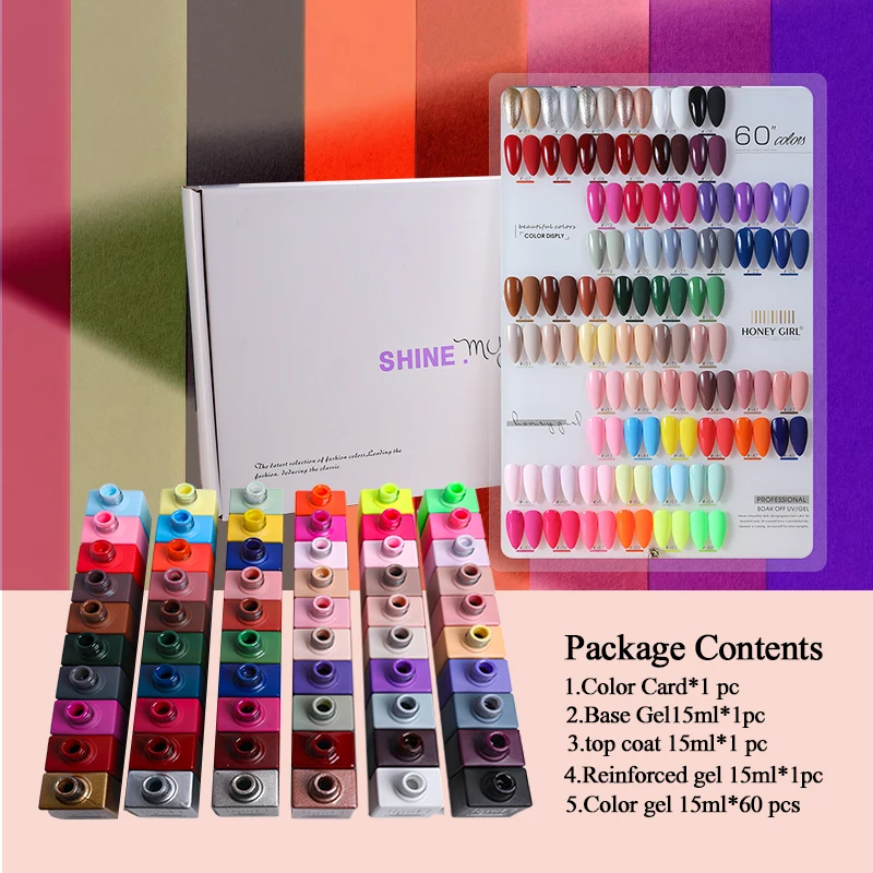 Custom Logo Professional Soak Off UV/LED Gel Nail Polish Set Color Nail Gel Nail Polish Kit With Free Color Frame