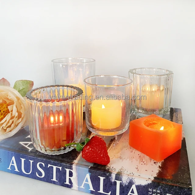 Custom 3 Wick Candle Jars Colorful Vessels Luxury Glass Candle Holder