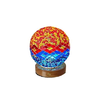 China's Discovery Mediterranean Night Light Turkey Light Color LED-illuminated Glass Wood Bedside Decorative Mosaic for Bedroom
