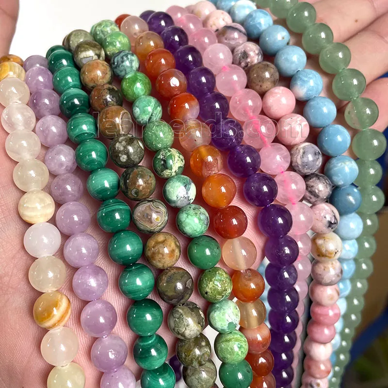 Wholesale Natural Stone Beads Jade Tiger Eye Amethyst Tourmaline Lava