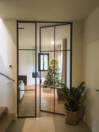 French Design Steel Looked Aluminum Frame Glass Hinged Door for Interior/exterior
