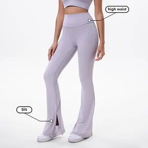ODM Activewear Sports Leggings High Waist Soft Yoga Gym Leggings for Women High Quality Wide Leg Yoga Pants Split Flare Legging