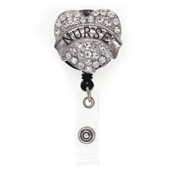 В форме сердца со стразами форма медсестры убирающиеся Yoyo имя ID карты брелок для ключей с защищенный зажим