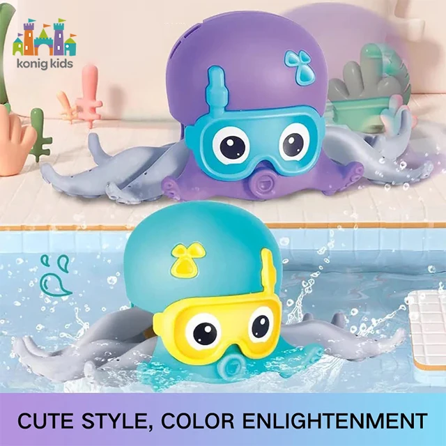 Konig Kids New Arrivals Pull Wind Up Walking Bath Toy Animal Octopus Amphibious Toy Toddler Bath Toys