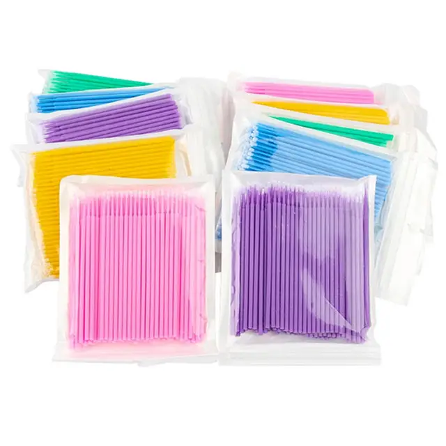 100 pcs/pack multicolor dental microbrushes eyelash extension microbrushes lash tools