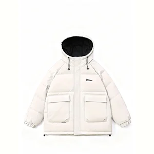 OEM Custom Design Waterproof Windproof Fall/Winter Men's Casual Thick Hooded Polyester Down Coat 90% Content Loose Fit Zipper