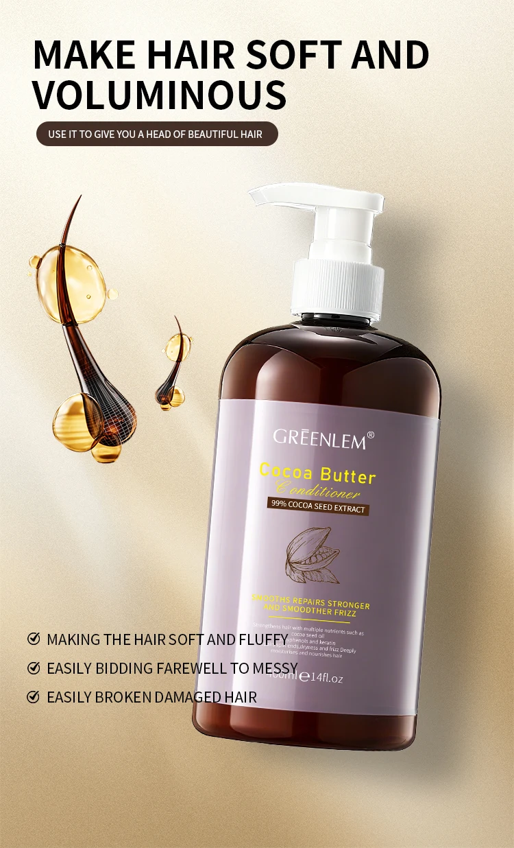 Cocoa Butter Cream Conditioner Keratin Camellia Polyphenols-Hydrating Anti-Frizz Rinse-Off for Curly/Dry Damaged | Sulfate-Free(pic3)