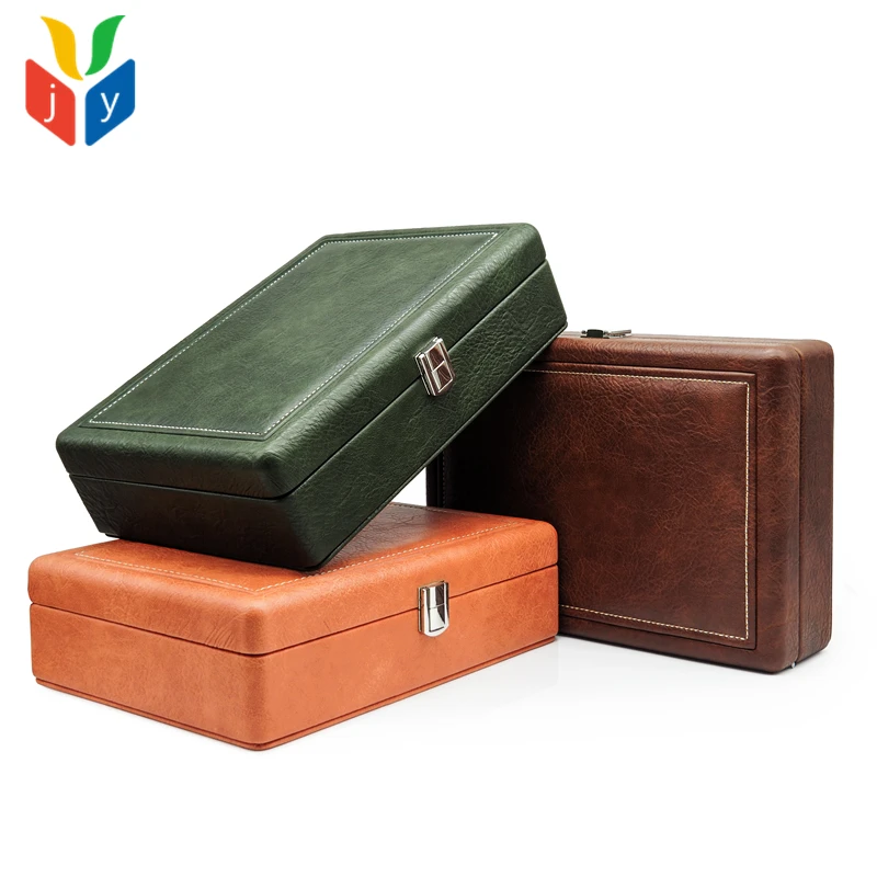 Salesman Sample Display Carrying Case Ring Necklace Jewelry Organizer Box Orange Brown Luxury PU Leather Jewelry Travel Suitcase