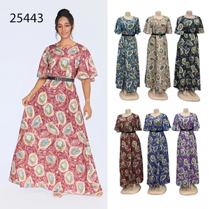 New Wholesale Summer Vintage Round Neck Short Sleeve Belt Fashion Breathable Casual Dress