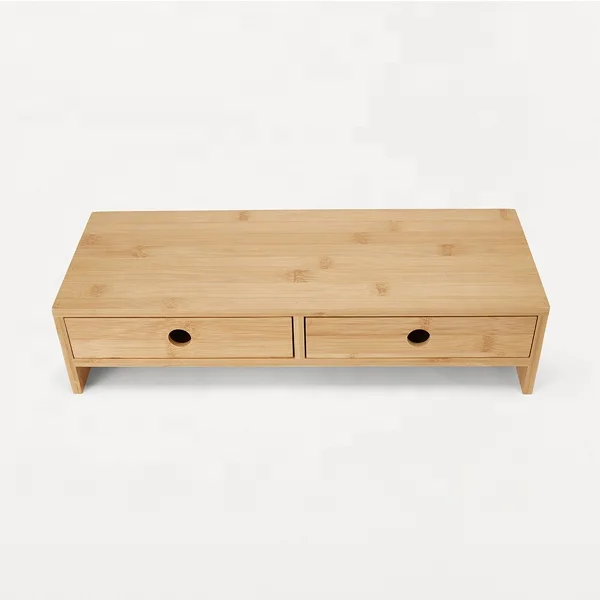 Бамбуковый Настольный держатель на заказ, настольный органайзер с 2 ящиками