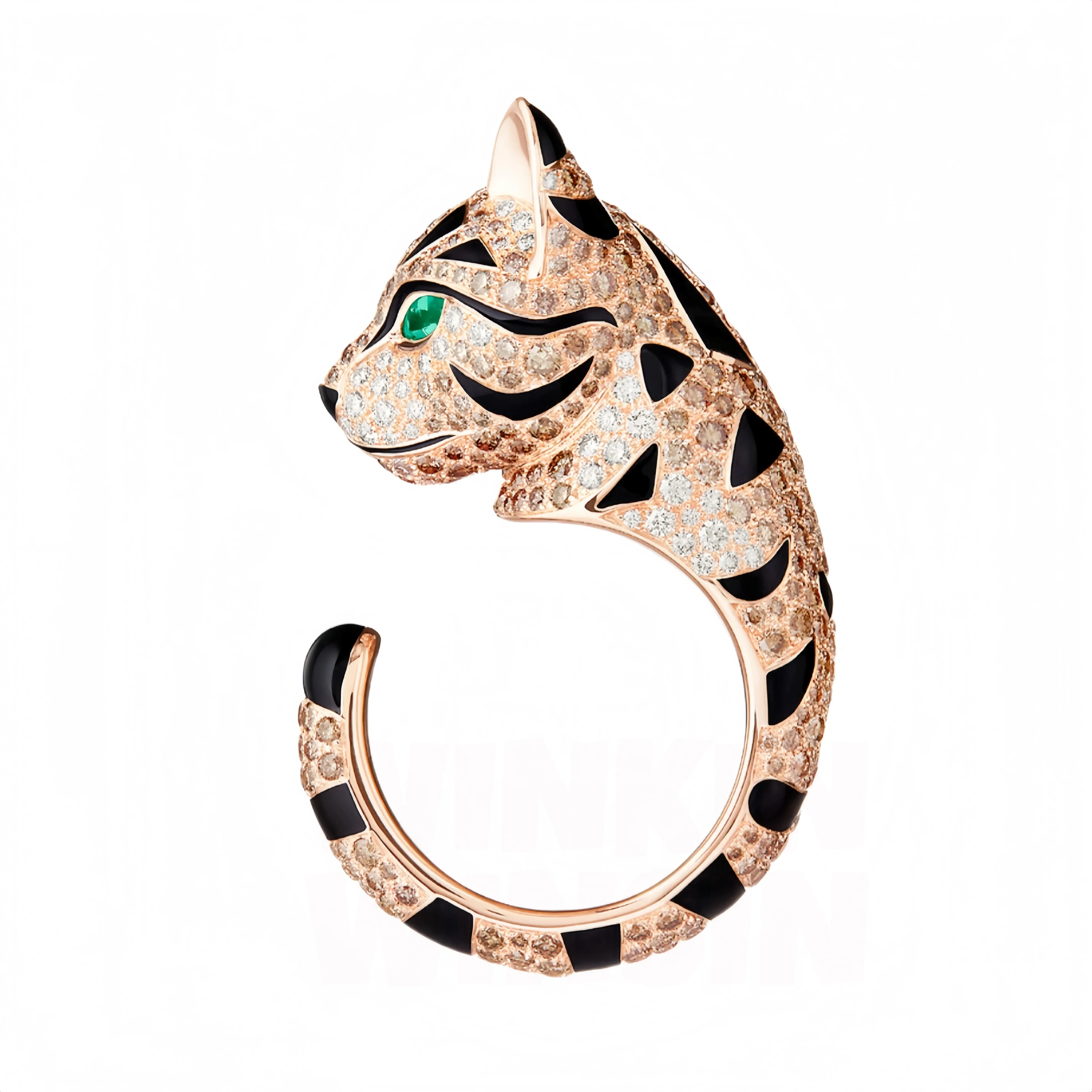 MUSHAN Jewelry Factory Designer Gemstones Jewelry 925 Sterling Silver Rings for Woman 18k Gold Plating Leopard Fuzzy Cat Ring