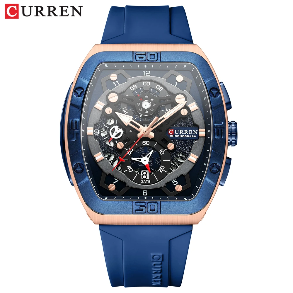Curren 8443 New Arrival Ready Made Quartz Watches for Men Luxury Stylish  Best WristWatch ATM Waterproof Silicone Strap on Sale