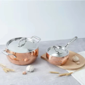 Deluxe-3pcs Kitchen Apple shape  Induction  Cookware  Set Copper Soup Pot