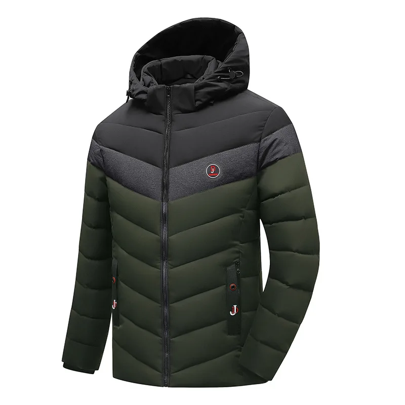 Winter New Warm Men's Color Matching Hood Detachable Cotton Coat_voghion.com