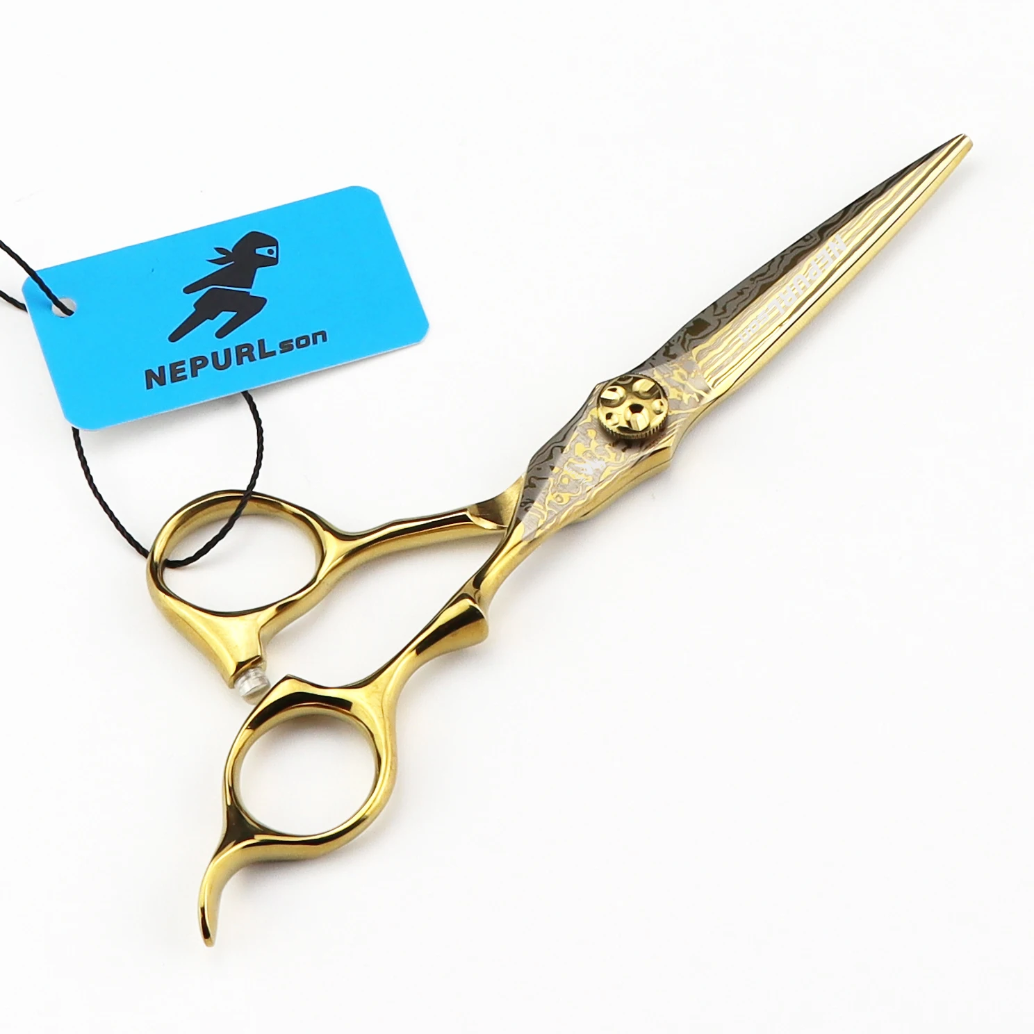 Nepurlson 6.0 Inches Mcg-15 Golden Damascus Hairdressing Scissors