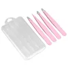 Set de 4 pinzas para cejas rosas (caja de accesorios para el cabello)
