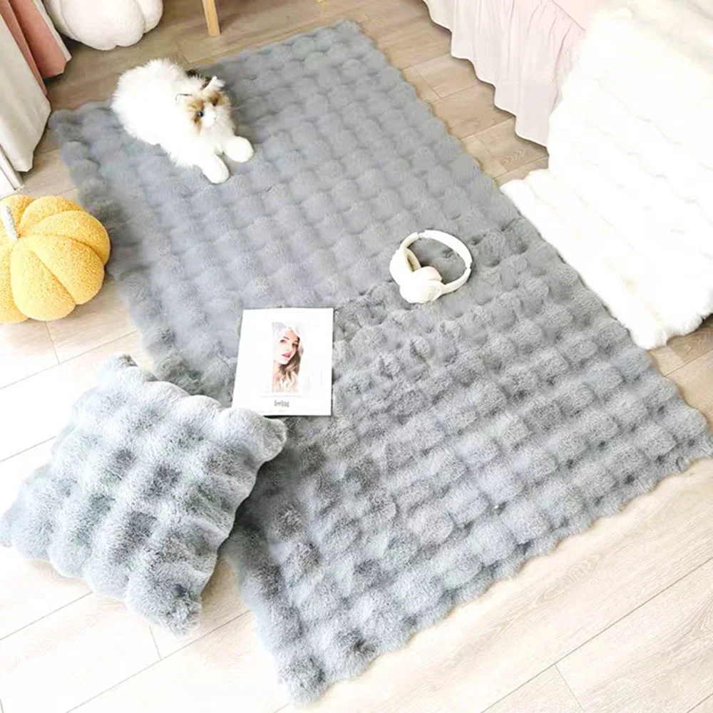 Modern Simple Creamy Style Antislip Living Room Bedroom Balcony Bedside Household Square Footcloth Carpet Mat