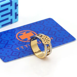 Designer Brand Zircon Ring, 18K Gold, Classic Style, Engagement Gift Ring, Stainless Steel, Natural Gemstone