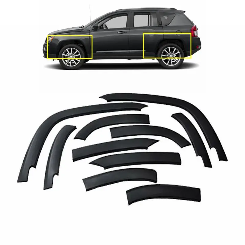 car body spare parts front rear wheel eyebrow fender flares arch lip guard protector strip for Jeep compass 2011 2014-2018 2016