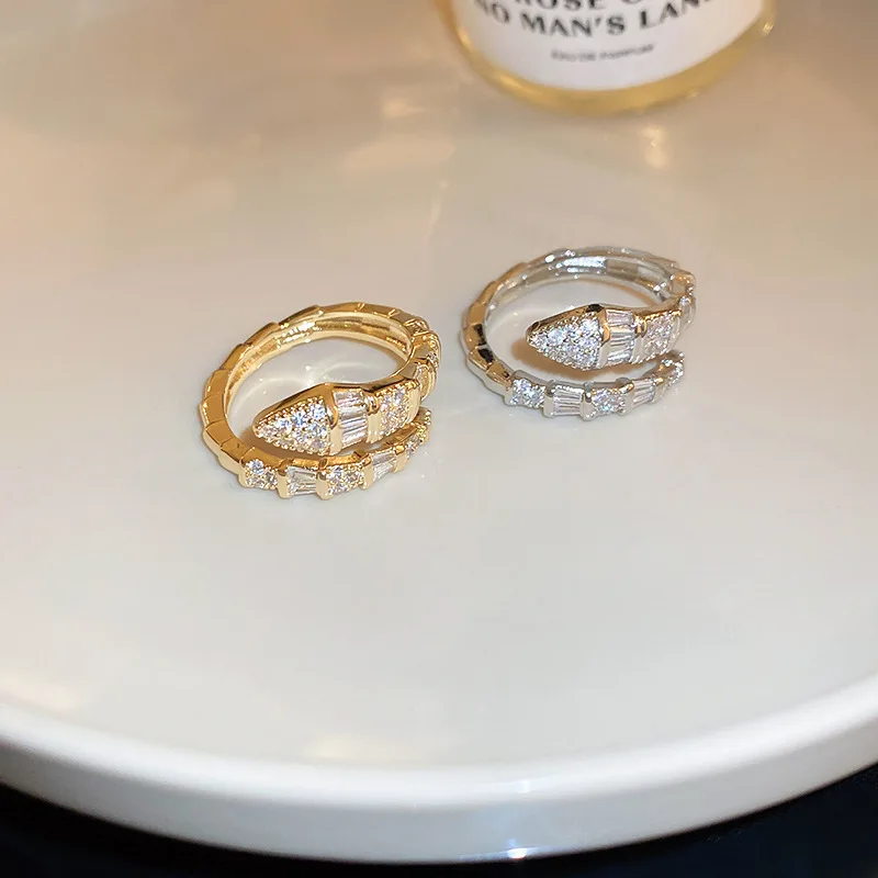 European and American Cold Wind Zircon Snake Shaped Ring, Niche High-end Design, Index Finger Ring, New Versatile Accessory