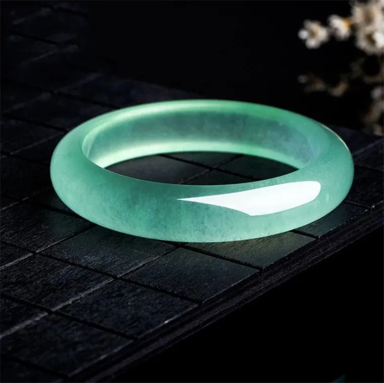 Grade A Floating Flower Jade Bangle Bracelet with Customization