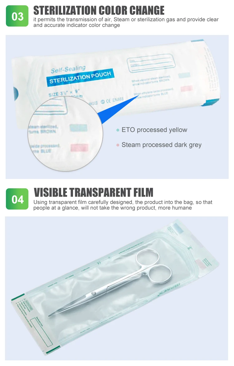 Autoclave Pouch Tubing Sterilization Pouches for Dentist Tools Dental Tattoo Nail Self Seal Sterilization Flat Reel