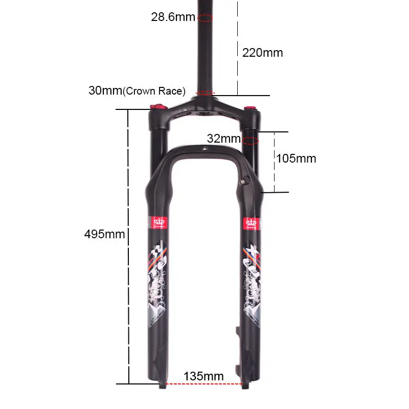 LUTU Suspension Fat Fork 26" 100mm Travel Aluminum Alloy Beach Bike  Air Gas Locking Bicycle Forks