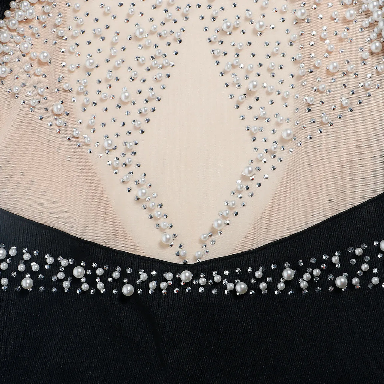Aelithar Sparkling Halterneck Pearl & Rhinestone Mini Dress