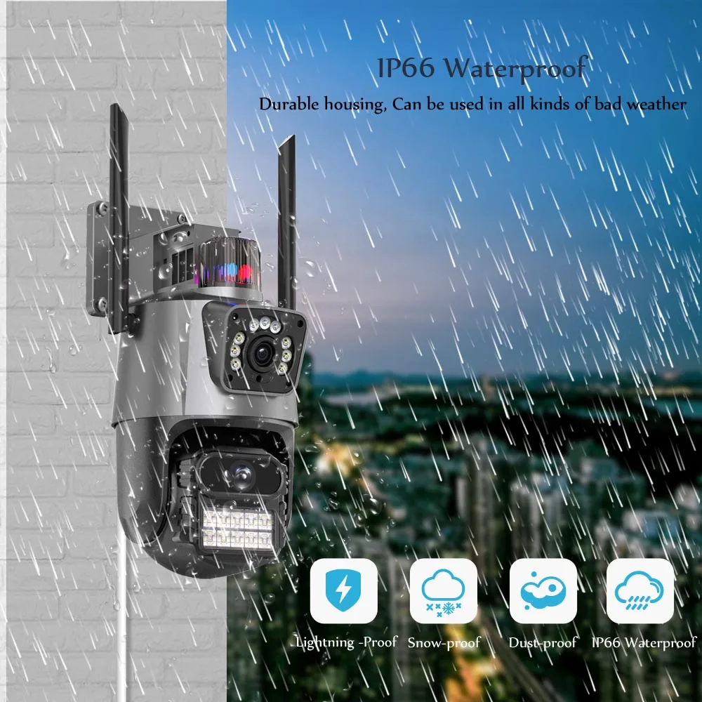 Customized Dual Lens 4K Dual Screen Wifi Ptz Auto Tracking Outdoor Security Ip Camera 6MP Icsee Surveillance Cctv Camera System