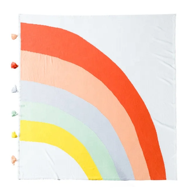 RB Photography Custom Korean 100% Cotton Rainbow Knitted blanket for Summer for baby kids