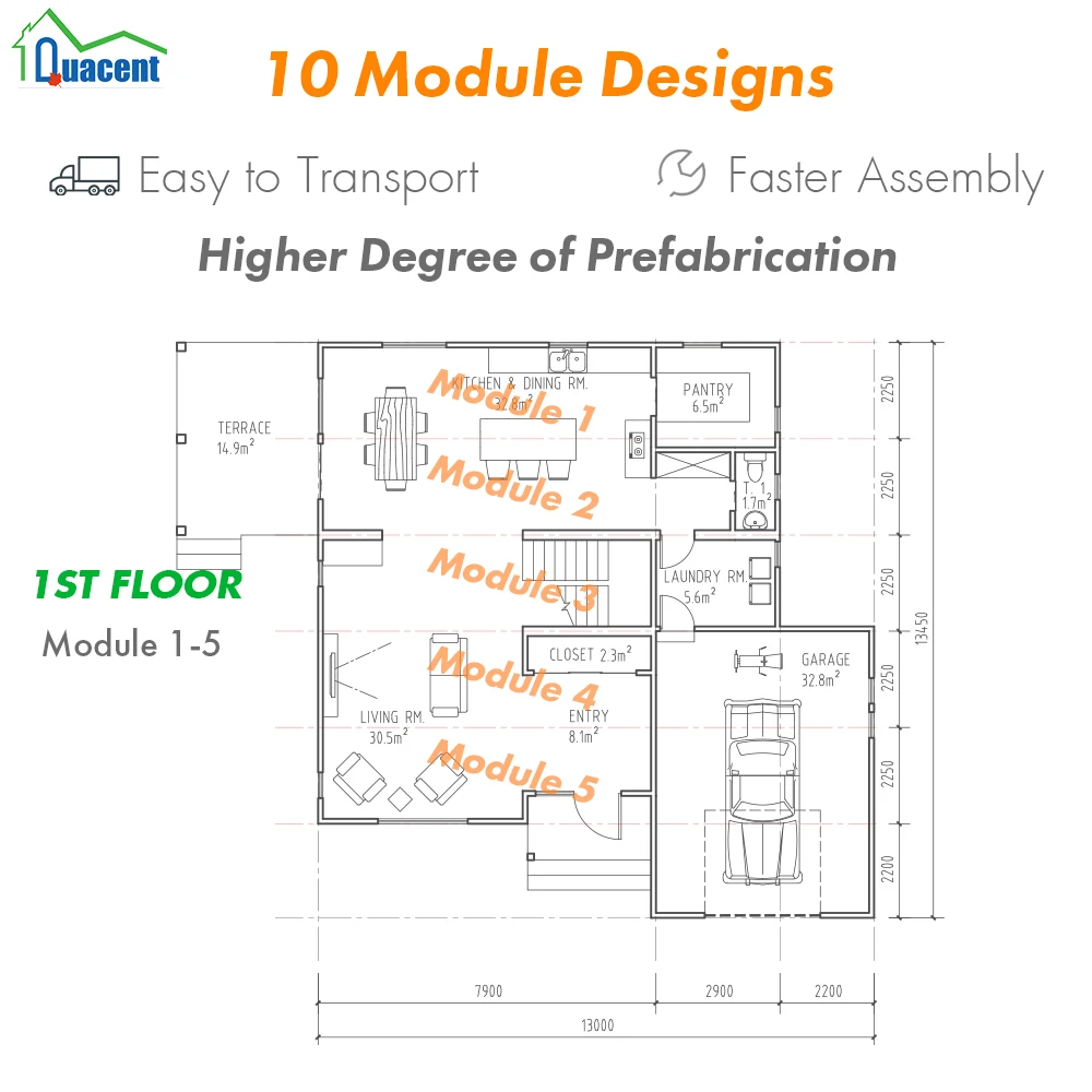 257 SQM 3 Bedroom 10 Module Design Price Pre Fab Home Casas Modern ...