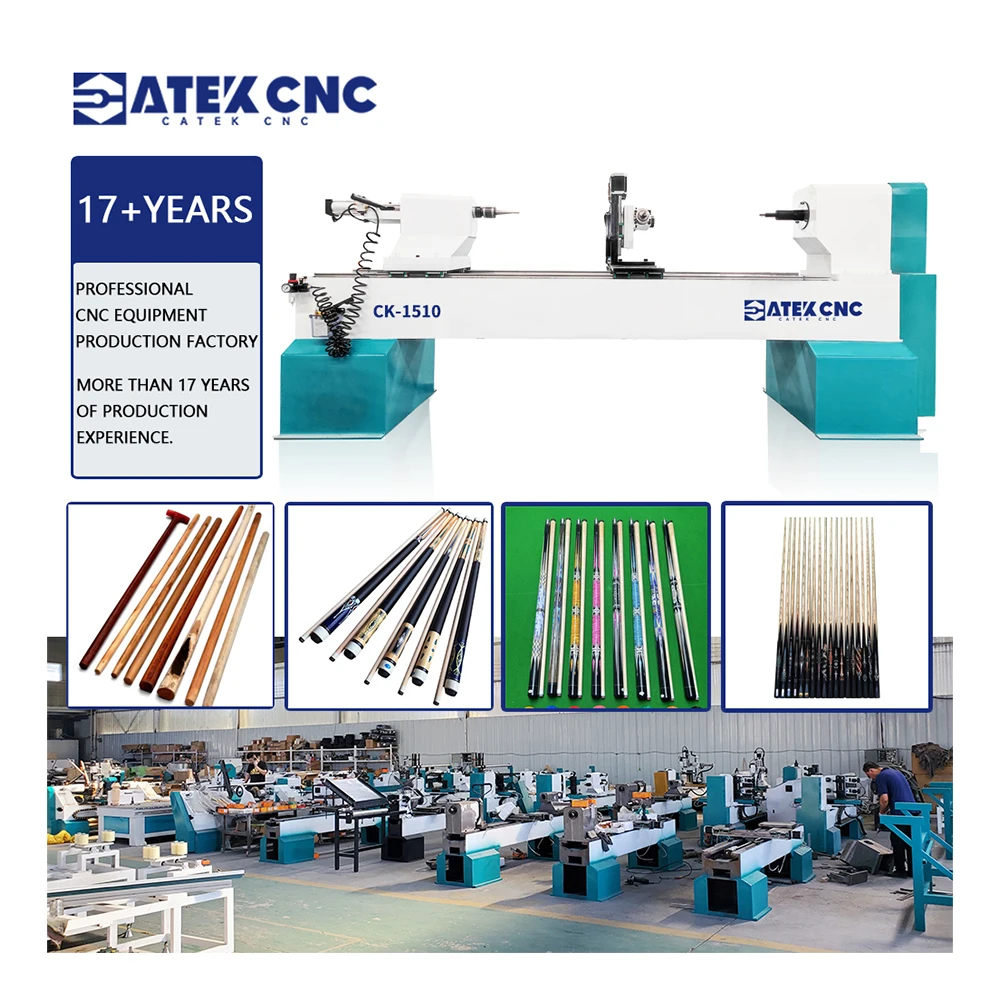 Single-axis Pool Cue CNC Wood Lathe Machine with Milling Function Suitable  for Various Slender Wooden Products Low Price
