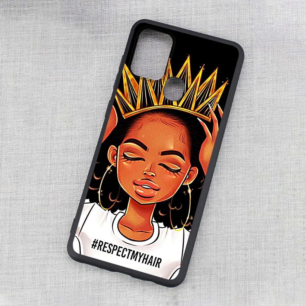 Cartoon paint black girls Soft cell Phone Case For Samsung Galaxy A21S