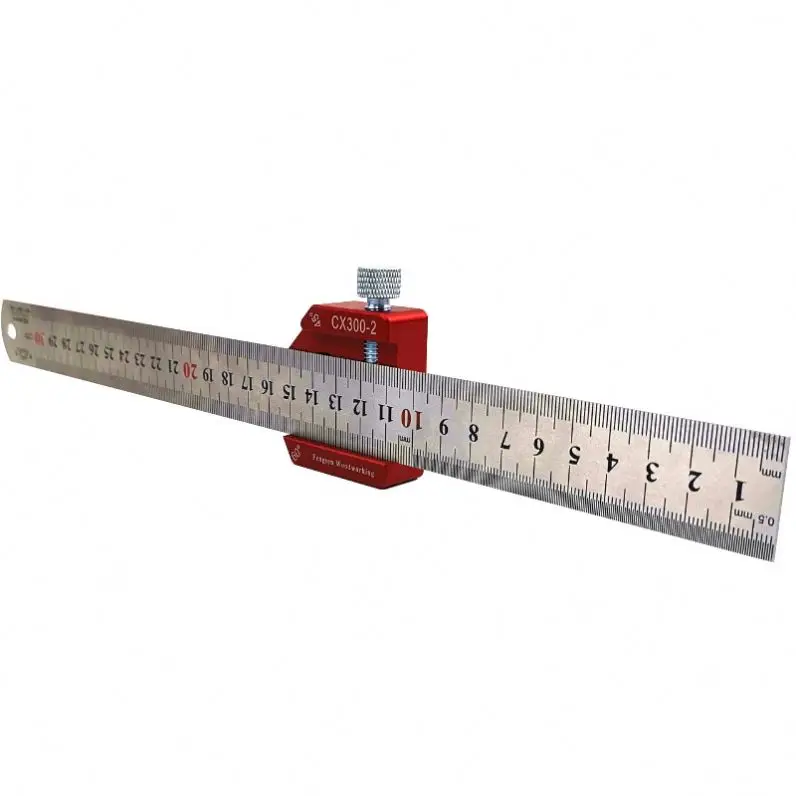TEBAK W-64 Steel Ruler Positioning Block 45/60/90 Degree Angle Scriber Line Marking Gauge Carpentry Line Locator Measuring Ruler