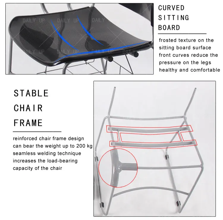 Sled Frame Training Chair With Tablet Ergonomic Conference Meeting Chair With Writing Pad Student Study Chair With Book Holder