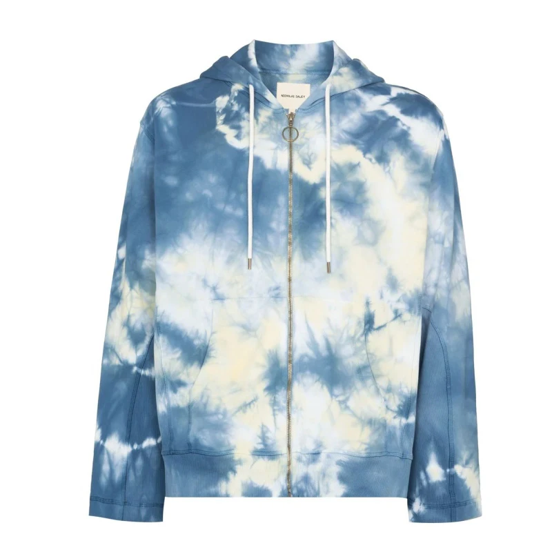 DiZNEW factory tye-die China manufacture cotton zip collar/zip neck sweatshirt premium heavy oversized custom men's jacket details