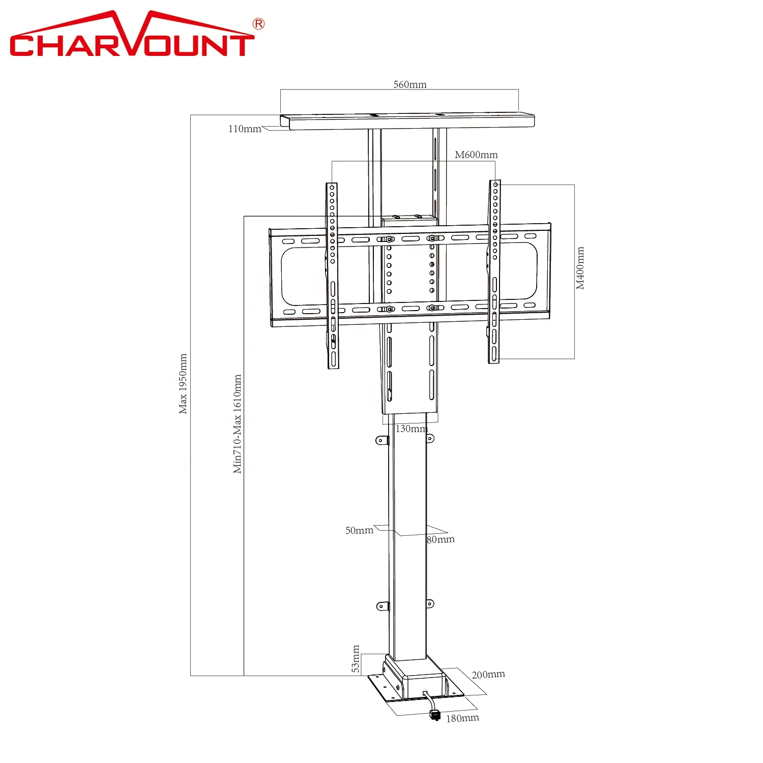 Charmount Electric Remote Control Screen Mount Telescopic TV Mount Wholesale Motorized TV Lifting Stand in the Cabinet