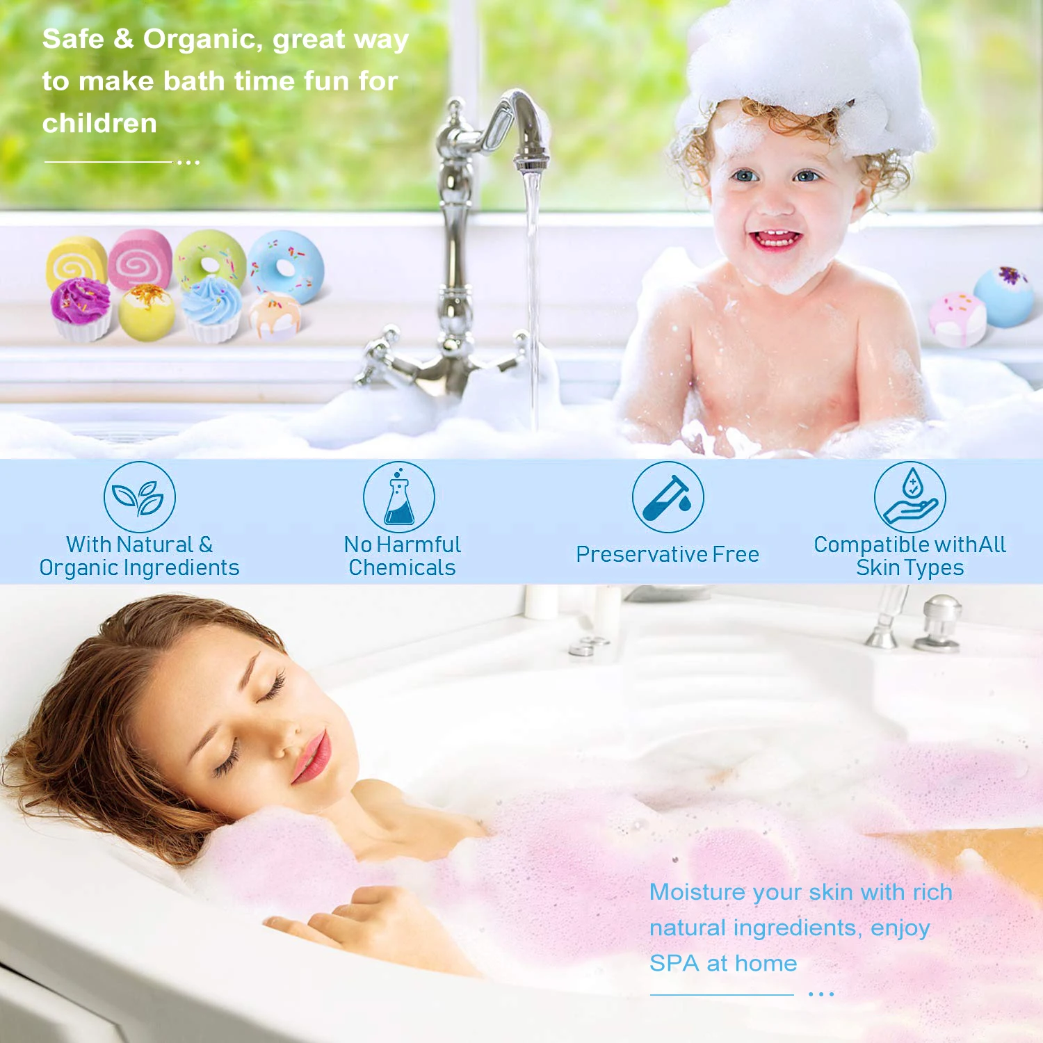 Bubble Bath Bomb Organic Essential Oil Fizzy Ball Made Bath Fizzies