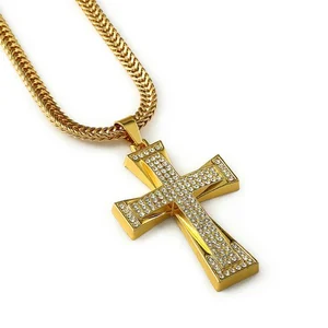 Men's Stainless Steel Cross Pendant, PVD 18K GOLD Hip Hop Cross Pendant,iced Out Chains and Pendants