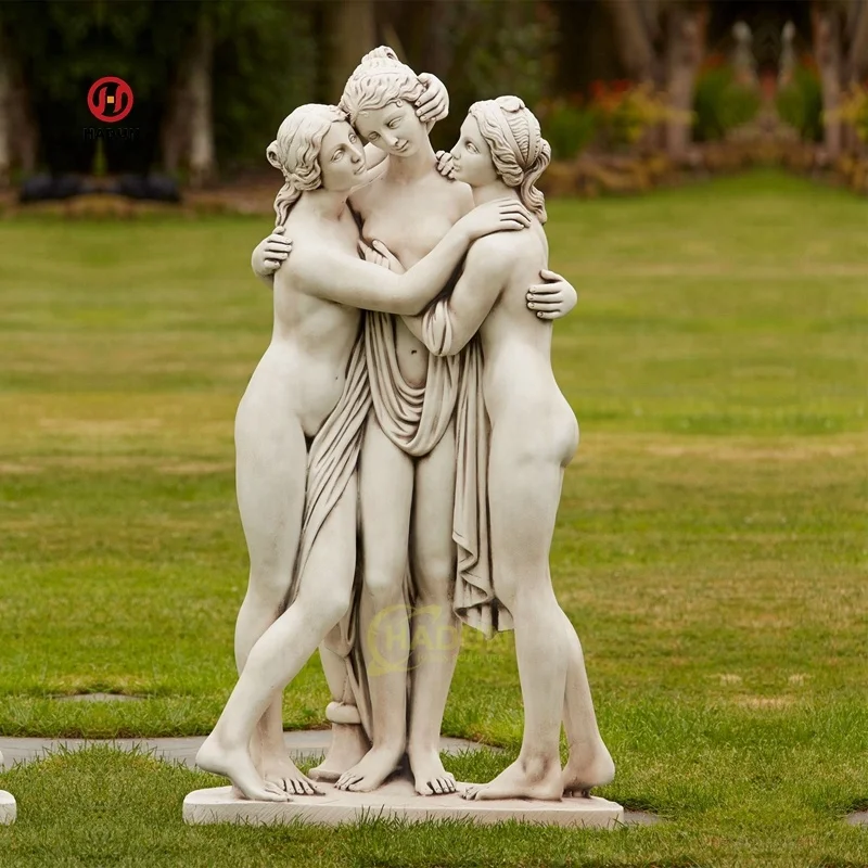 Classical Nude Greek the Three Graces Marble Statue
