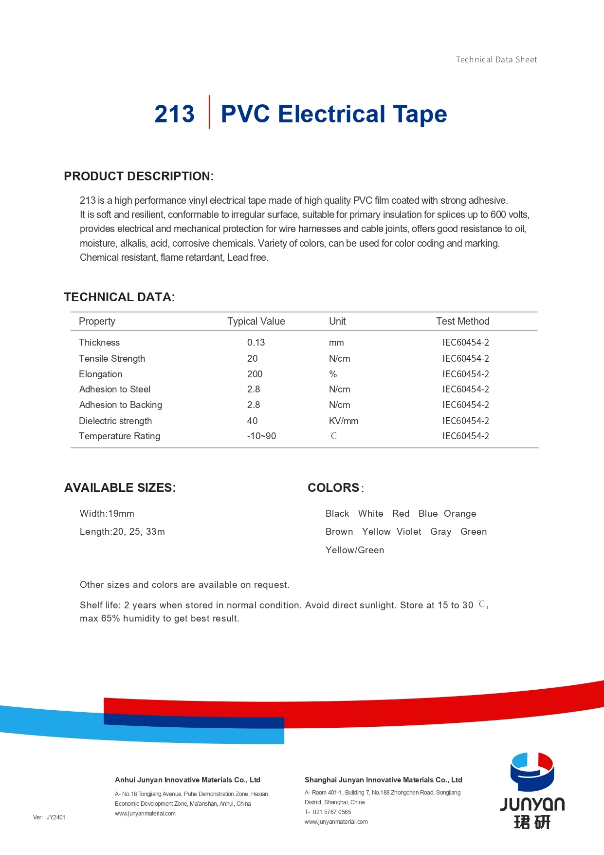 High Quality PVC Electrical Tape with 80°C Max Temp and 0°C Min Temp for Industrial Electrical Insulation in 20m Length
