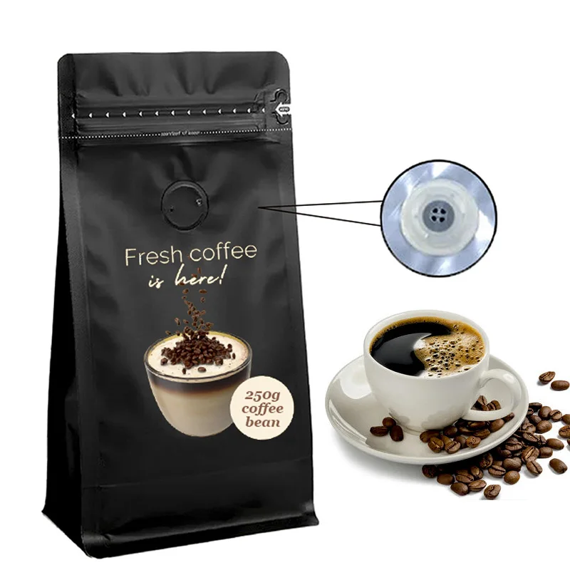 Alibaba.com: Bio Pla 250g biodegradable black coffee bags with valve ...